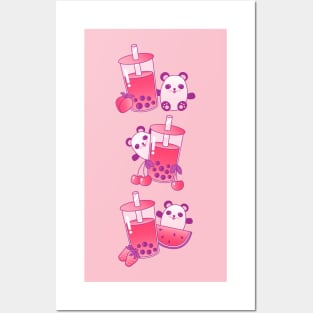 Boba Bubble Tea Panda Bears Posters and Art